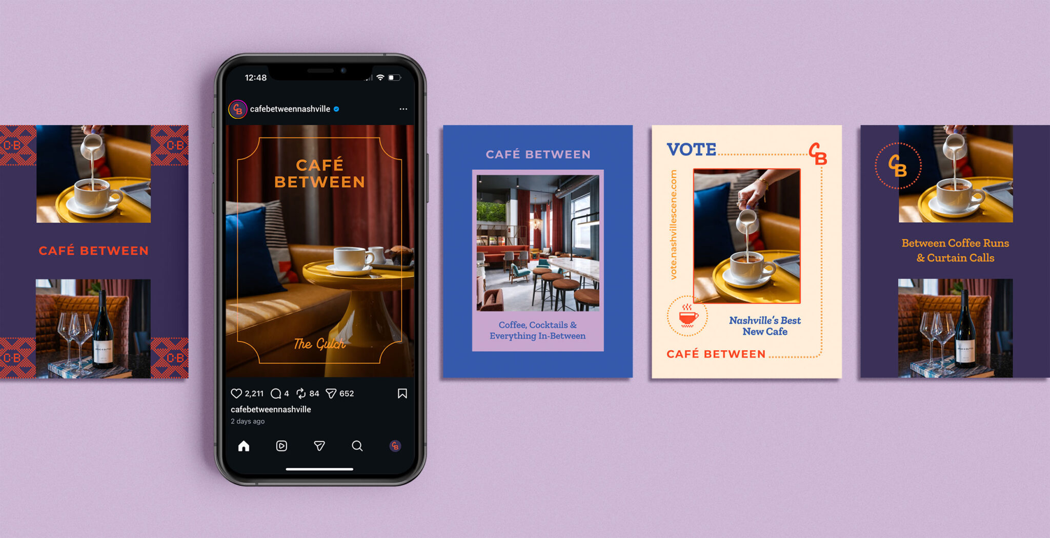 Café Between Logo, Branding, Menus and Social Media