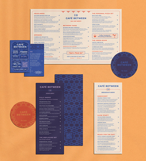 Café Between Logo, Branding, Menus and Social Media