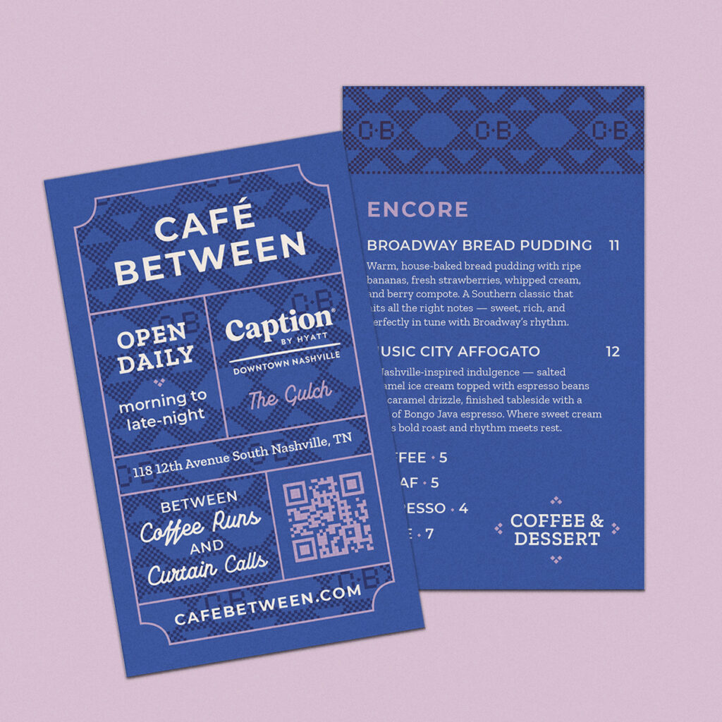 Café Between Logo, Branding, Menus and Social Media